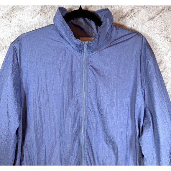 Blair Jacket Windbreaker Women's 2XL Zip Up Blue 80's Floral Embroidery Pockets - Picture 6 of 14